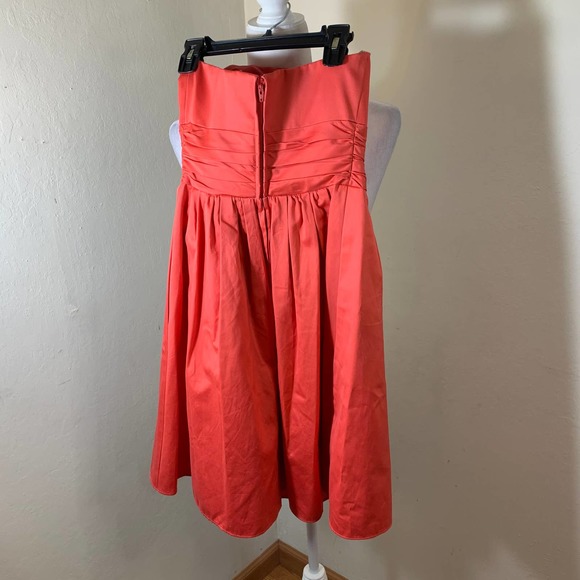 David's Bridal Dress Pink Strapless Bridesmaid Cotton Sateen Ruched size 2 - Picture 5 of 7